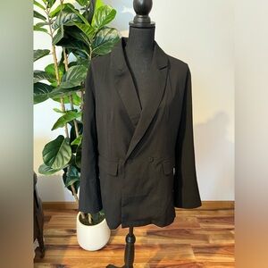 Light Weight Double-Breasted Black Blazer